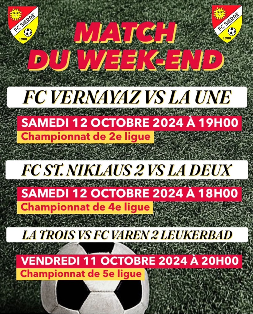 Match du week-end du 11 au 13 octobre 