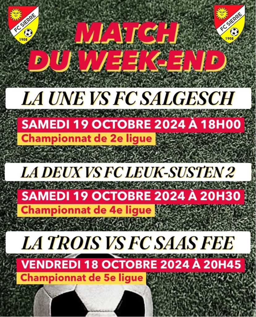 Match du week-end 18 et 19 octobre